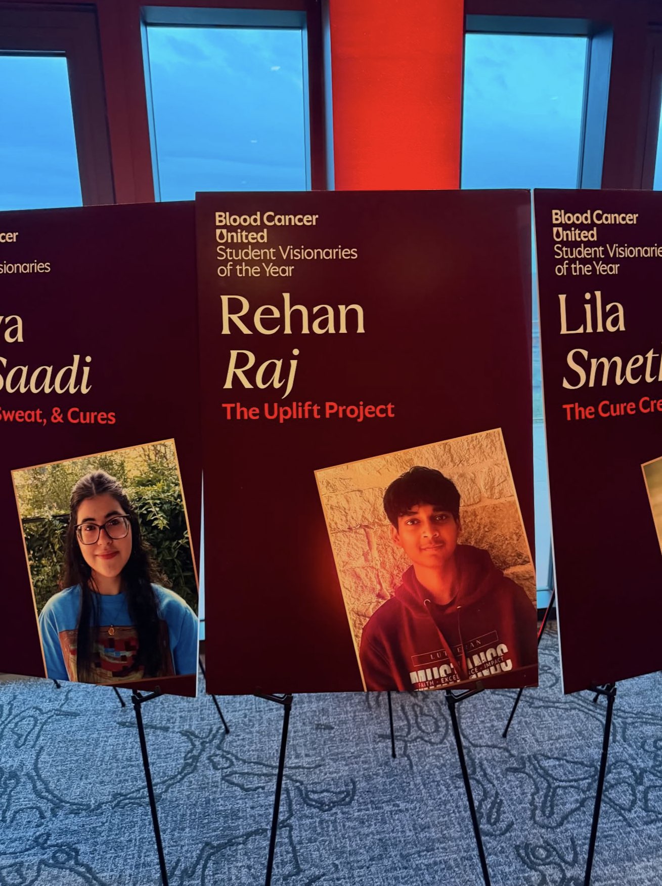 Rehan Raj's sign at the Blood Cancer United Student Visionaries of the Year Grand Finale