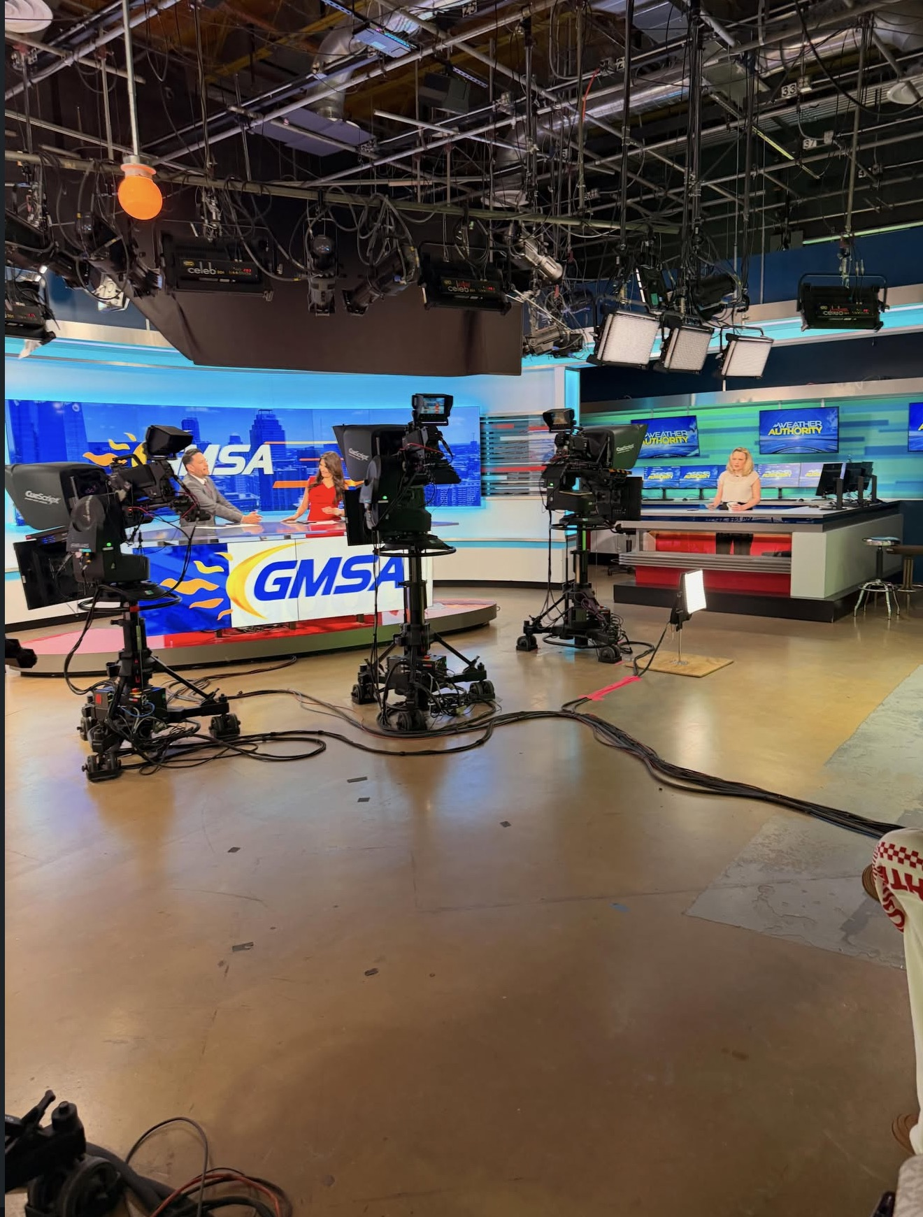 The Good Morning San Antonio studio set before Rehan Raj went on air